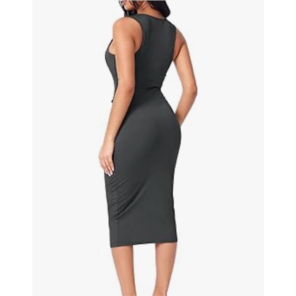 Cider Charcoal Gray Midi Bodycon Dress - Picture 4 of 9